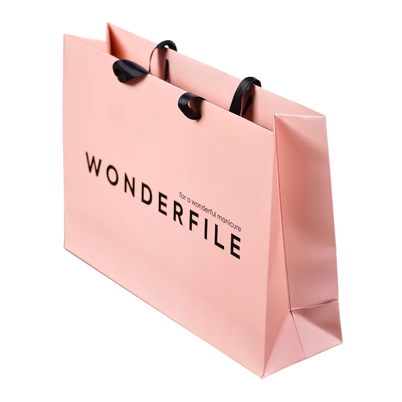 Рожевий преміум пакет WONDERFILE із чорними стрічковими ручками
